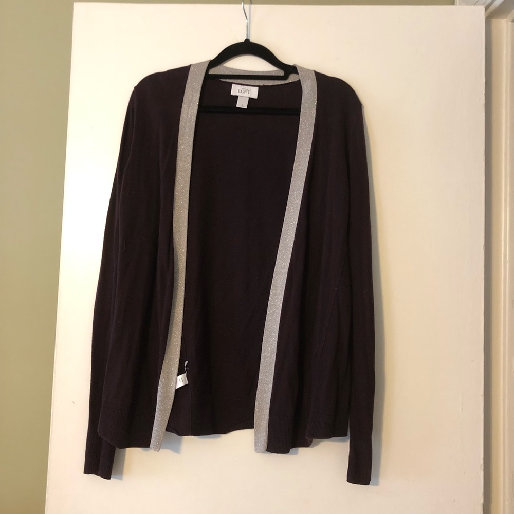 🆕LOFT PURPLE CARDIGAN WITH SILVER TRIM